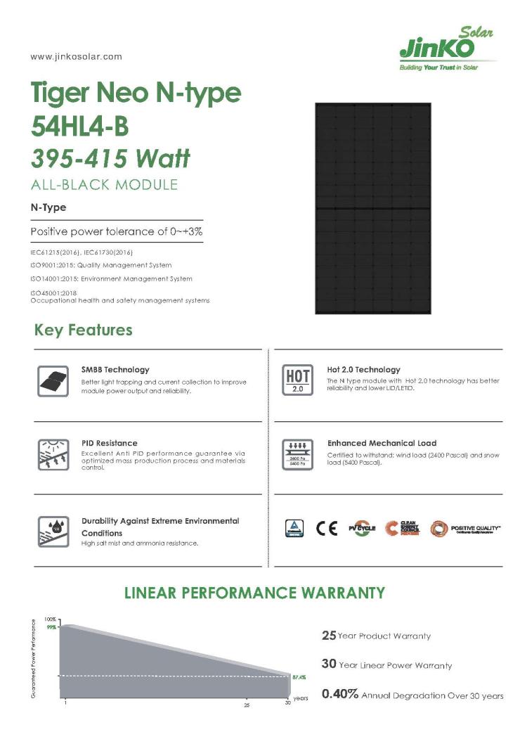 Tiger Neo N-type 54HL4-B 395-415 Watt